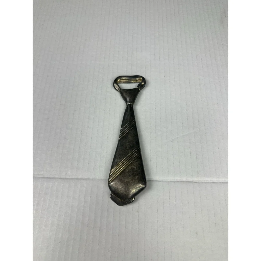 Vintage Silver Plated Man Cave Men's Neck Tie Shaped Beer Bottle Opener